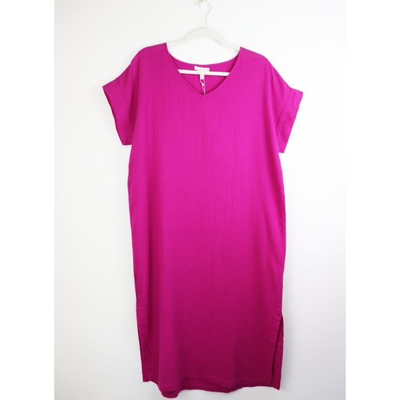 NWT Eileen Fisher V-Neck Cotton Midi Dress Cerse S - Picture 4 of 8